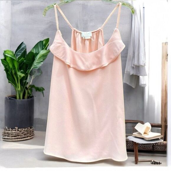 Kate Spade New York Pastel Pink Ruffle Camisole/Tank. Racer back. Size Medium. E - Picture 2 of 7